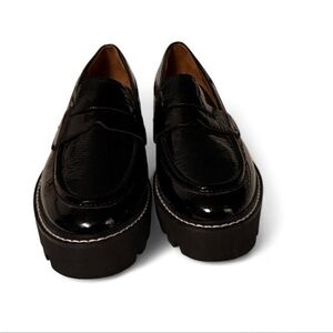 Franco Sarto Black Patent Platform Penny Loafers